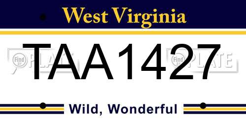TAA1427 West Virginia License Plate