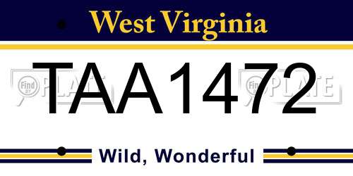 TAA1472 West Virginia License Plate