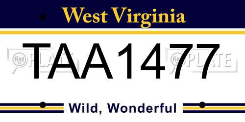 TAA1477 West Virginia License Plate