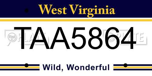 TAA5864 West Virginia License Plate