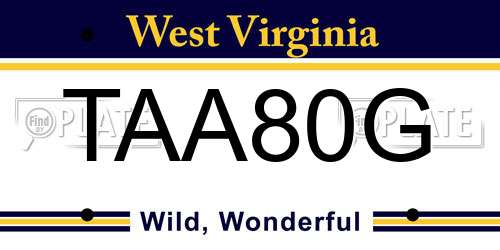 TAA80G West Virginia License Plate