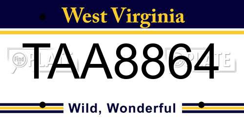 TAA8864 West Virginia License Plate