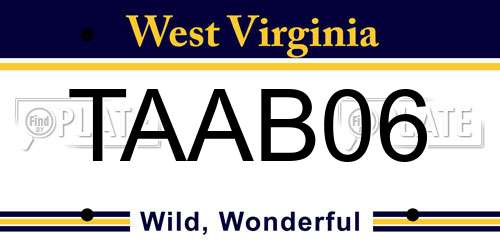 TAAB06 West Virginia License Plate