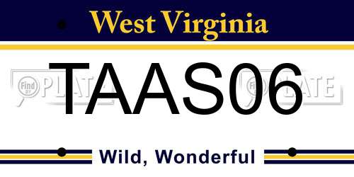 TAAS06 West Virginia License Plate
