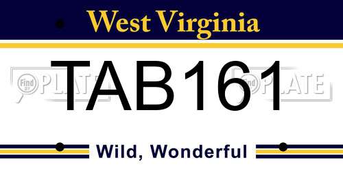 TAB161 West Virginia License Plate