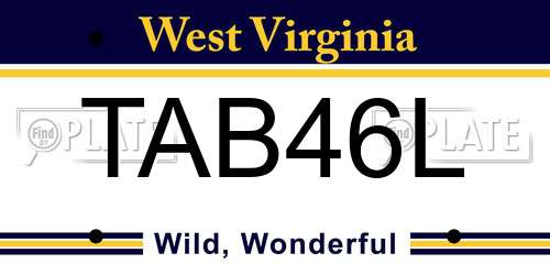 TAB46L West Virginia License Plate