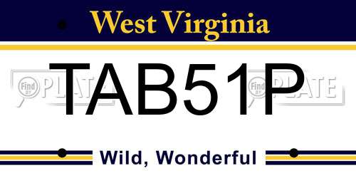TAB51P West Virginia License Plate