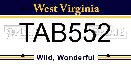 TAB552 West Virginia License Plate
