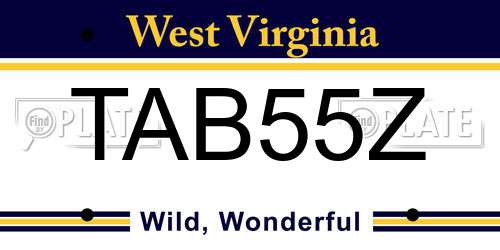 TAB55Z West Virginia License Plate