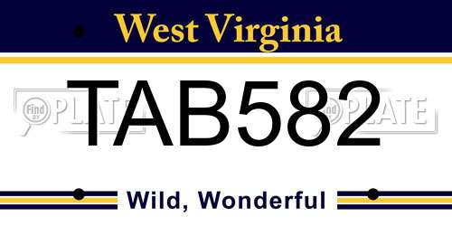 TAB582 West Virginia License Plate