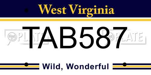 TAB587 West Virginia License Plate