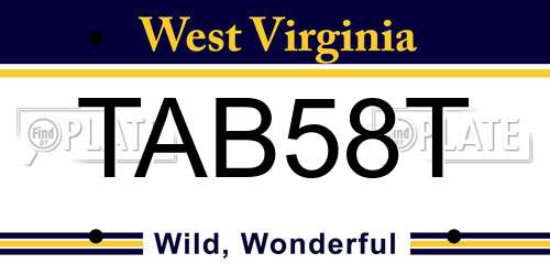 TAB58T West Virginia License Plate