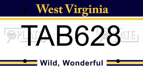 TAB628 West Virginia License Plate