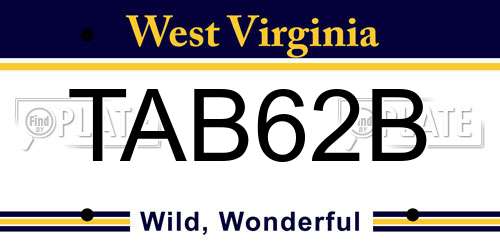 TAB62B West Virginia License Plate