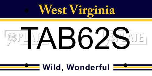 TAB62S West Virginia License Plate