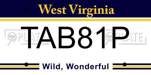 TAB81P West Virginia License Plate