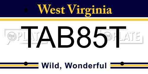 TAB85T West Virginia License Plate