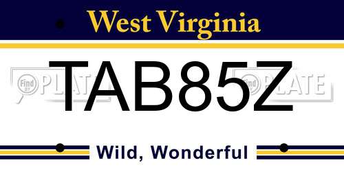 TAB85Z West Virginia License Plate