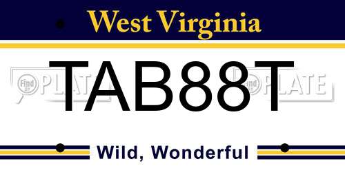 TAB88T West Virginia License Plate