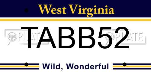 TABB52 West Virginia License Plate