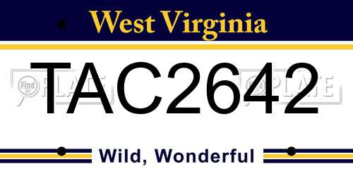 TAC2642 West Virginia License Plate