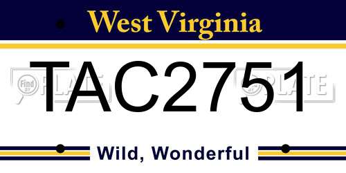 TAC2751 West Virginia License Plate