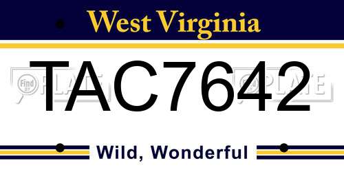 TAC7642 West Virginia License Plate