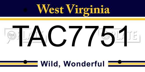 TAC7751 West Virginia License Plate