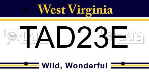 TAD23E West Virginia License Plate