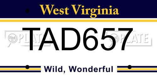 TAD657 West Virginia License Plate