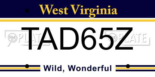 TAD65Z West Virginia License Plate