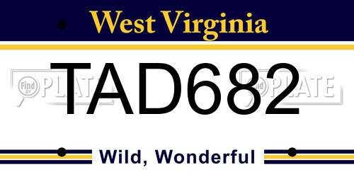 TAD682 West Virginia License Plate