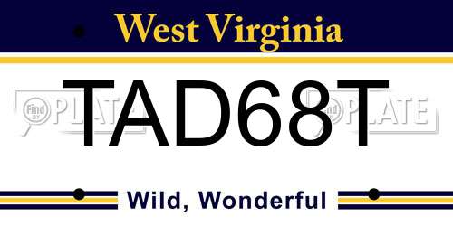 TAD68T West Virginia License Plate