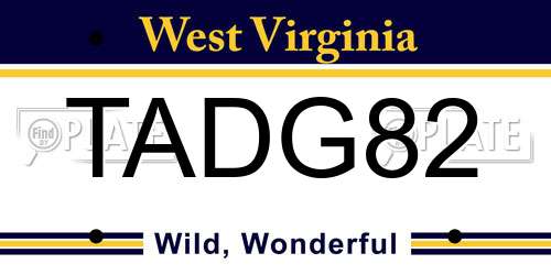 TADG82 West Virginia License Plate