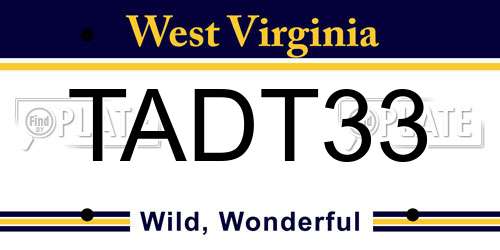 TADT33 West Virginia License Plate