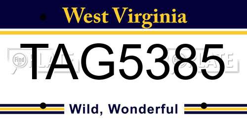 TAG5385 West Virginia License Plate