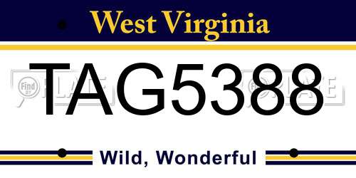 TAG5388 West Virginia License Plate