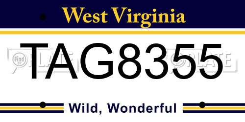 TAG8355 West Virginia License Plate