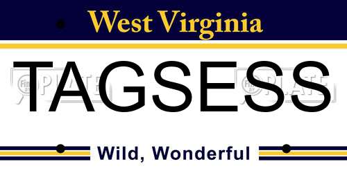 TAGSESS West Virginia License Plate