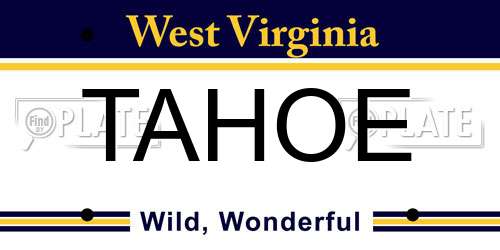 TAHOE West Virginia License Plate