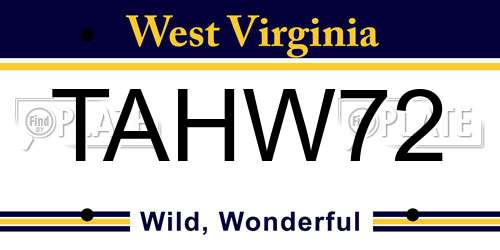TAHW72 West Virginia License Plate