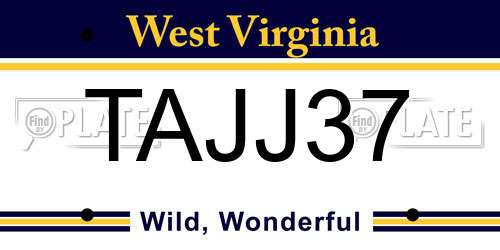 TAJJ37 West Virginia License Plate