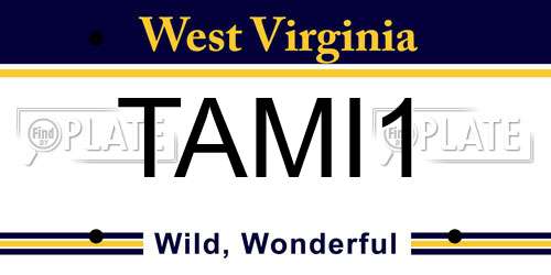 TAMI1 West Virginia License Plate
