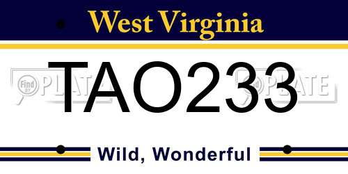 TAO233 West Virginia License Plate
