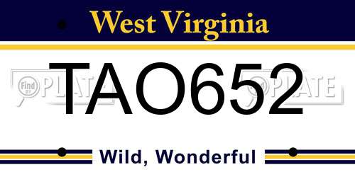 TAO652 West Virginia License Plate