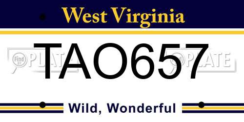 TAO657 West Virginia License Plate