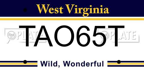 TAO65T West Virginia License Plate