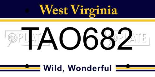 TAO682 West Virginia License Plate