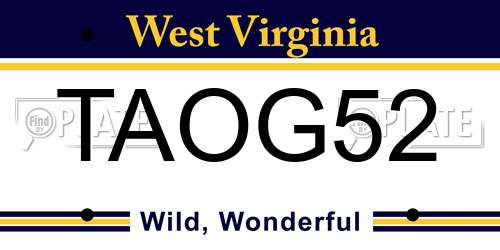 TAOG52 West Virginia License Plate