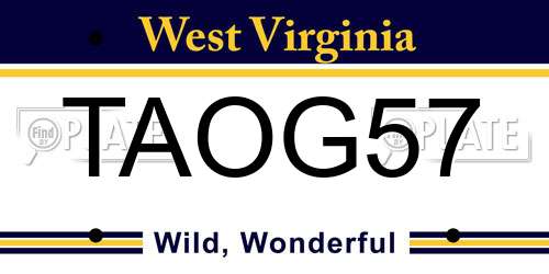 TAOG57 West Virginia License Plate